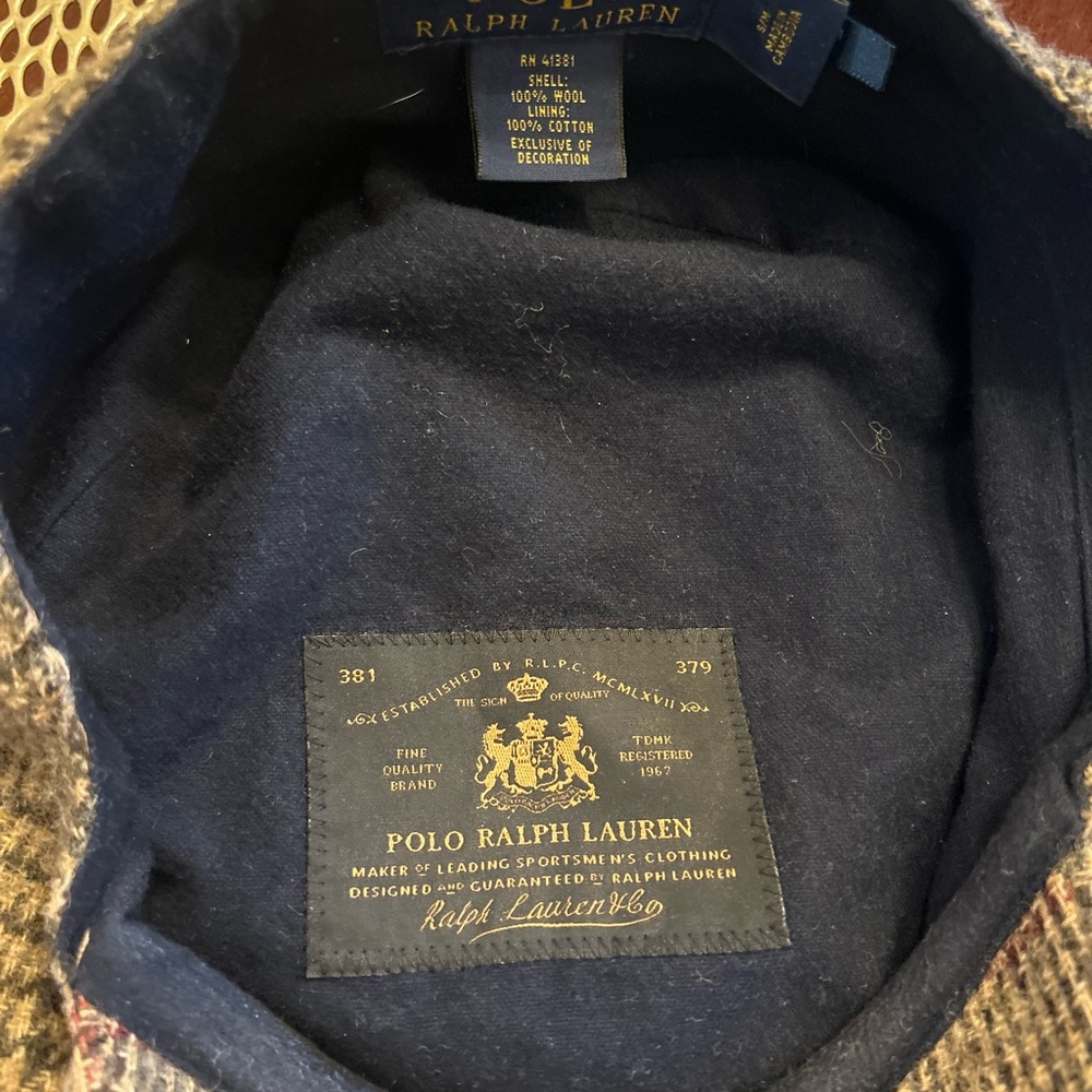 Polo Ralph Lauren Blue and Brown Plaid Newsboy Cap - Picture 6 of 9